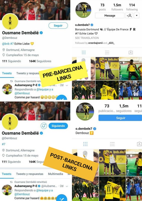Dembele đang xóa dần hình ảnh Dortmund trên trang cá nhân?